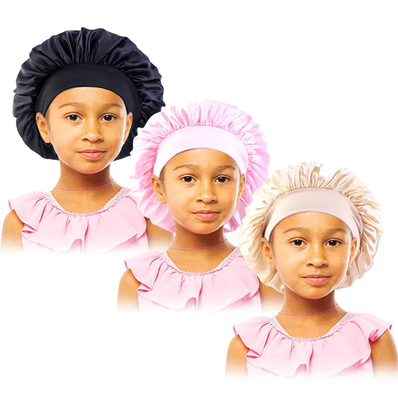 3PCS/LOT Children Elastic Sleepcap Kids Simple Solid Color
