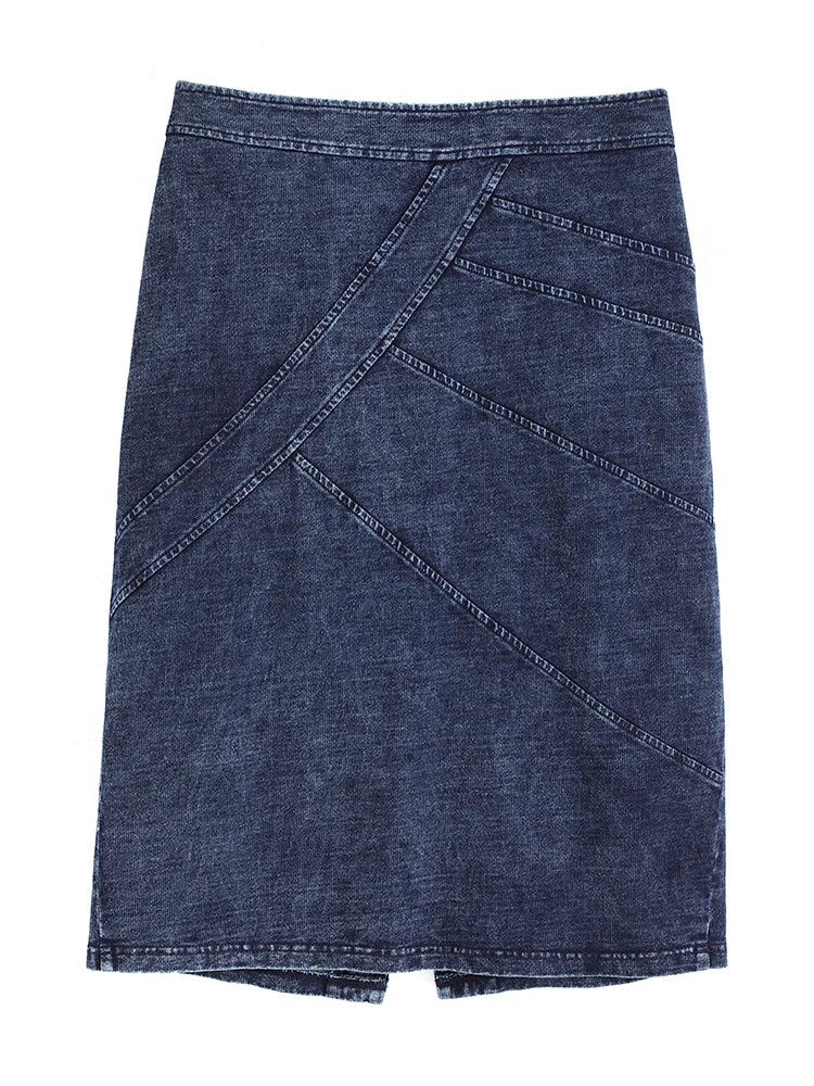 LIH HUA Womens Plus Size Denim Skirt Chic