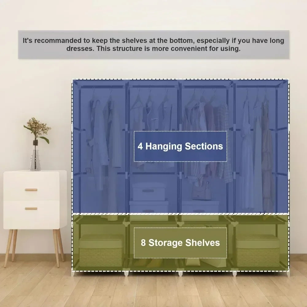 67 Inch Portable Closet Wardrobe, Clothes Rack Storage