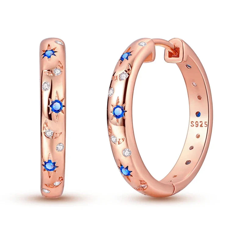 Rose Gold Hoop Earrings For Women 925 Silver