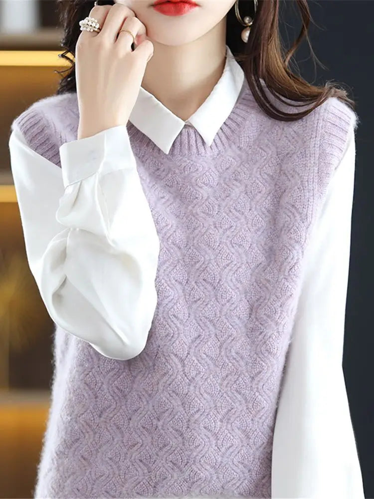 Korean Women's Knitted Wool Vest 2023 Winter New