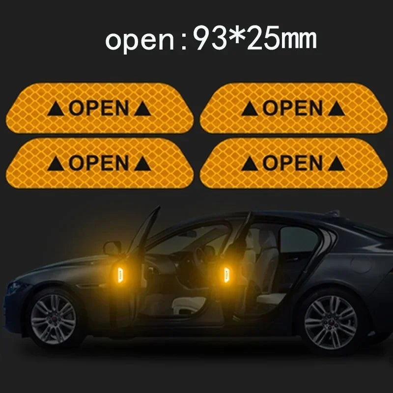 4PCSset Car Door Stickers Universal Safety Warning Mark
