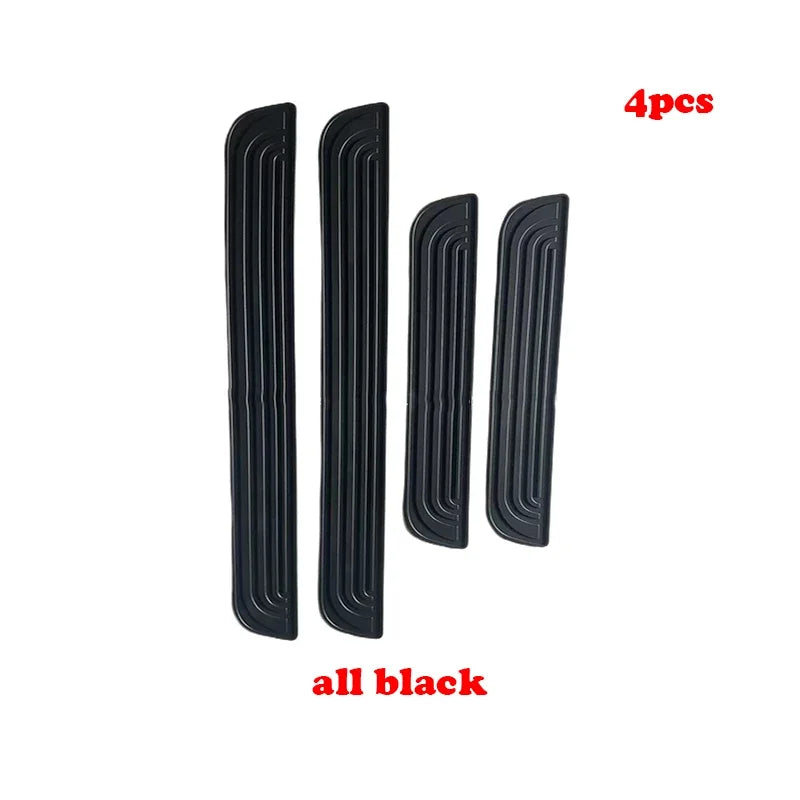 4pcs Rubber Car Door Sill Scuff Covers Black