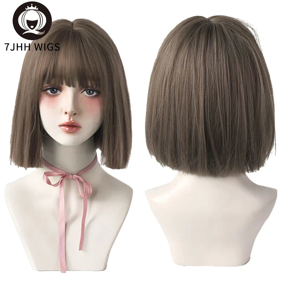 7JHH WIGS Black Short Bob Wig for Girl
