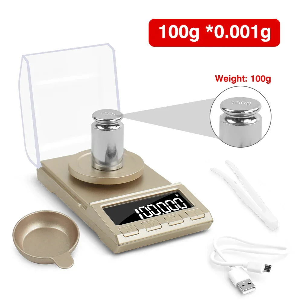 NEWACALOX 0.001g Precision Digital Jewelry Scale 50g/100g/200g USB