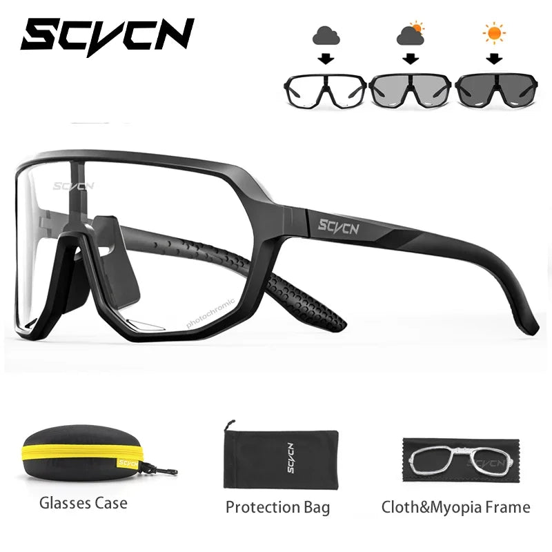 SCVCN Photochromic Men Cycling Sunglasses UV400 Sports Bicycle