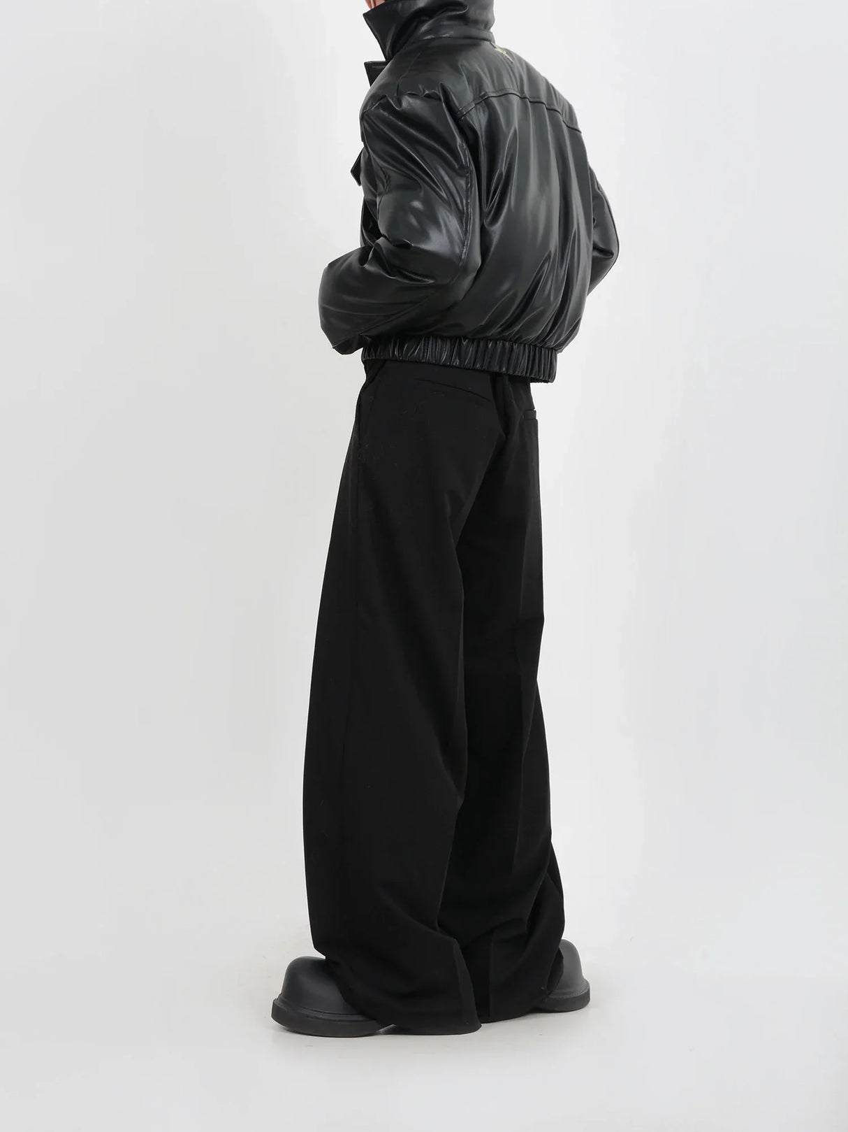 Dark Avant-Garde Style Clothes Pu stand-up Collar Leather