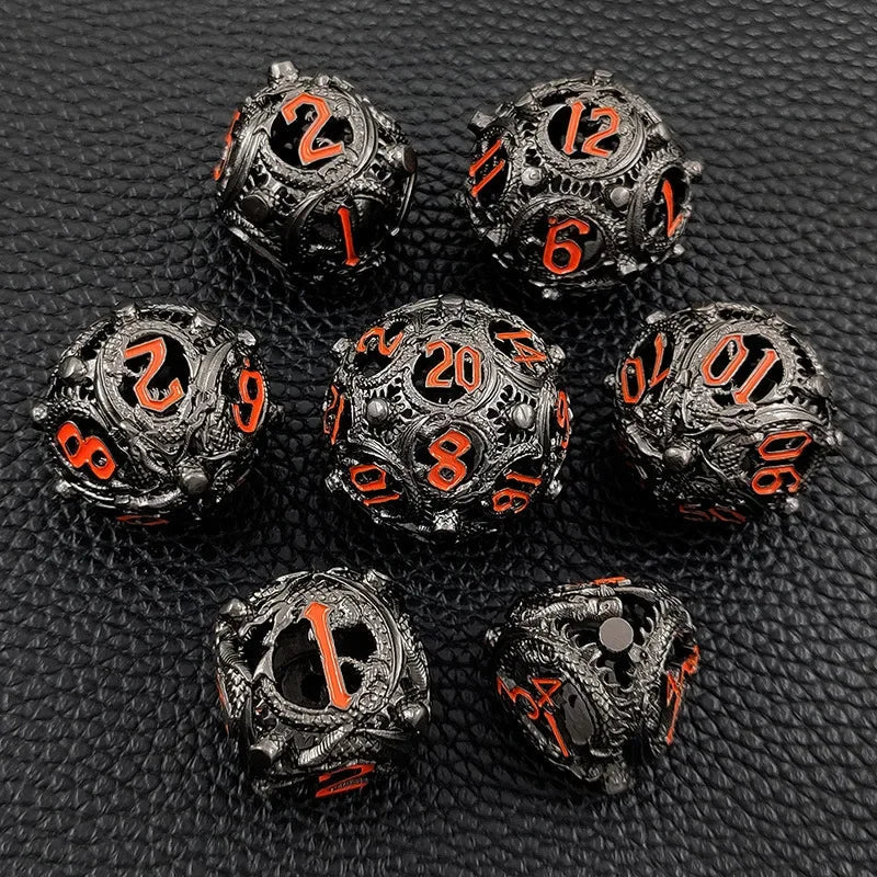 7PCS/SET DND Metal Dice Set Three-dimensional Flying Dragon
