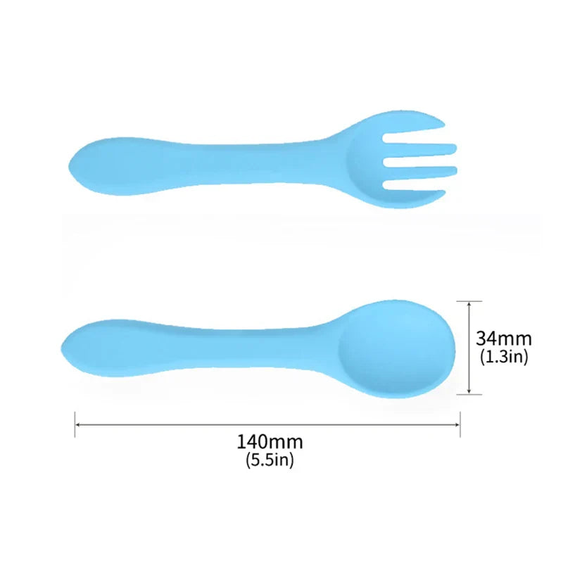 2 PCS Silicone Spoon Fork for Baby Utensils