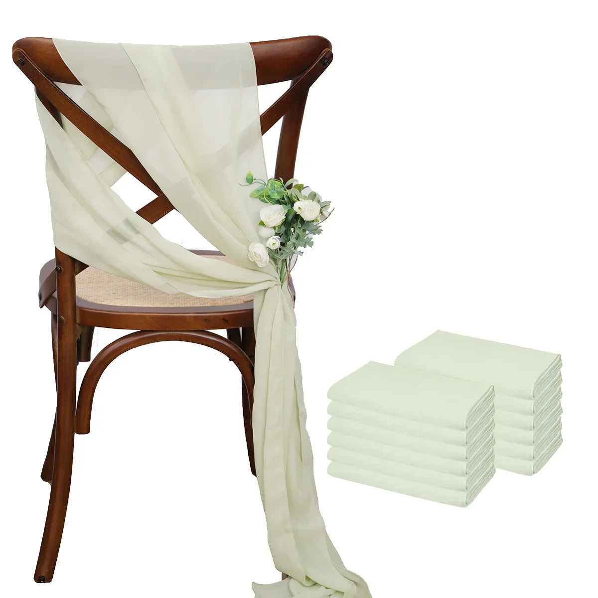 12 Pcs 17x275cm Green Chiffon Chair Sashes Wedding