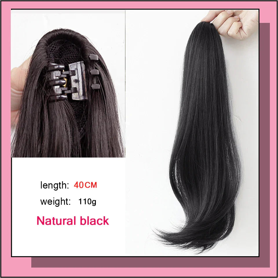 AS Long Wavy Straight Claw Clip On Ponytail