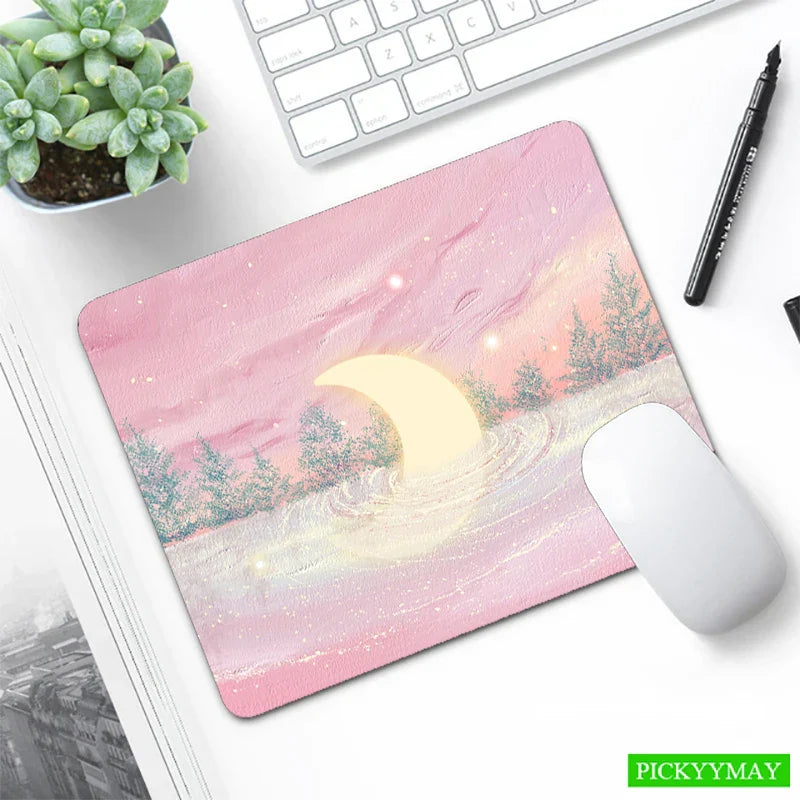 Small Mouse Pad Green Cute Flower Mousepad Kawaii