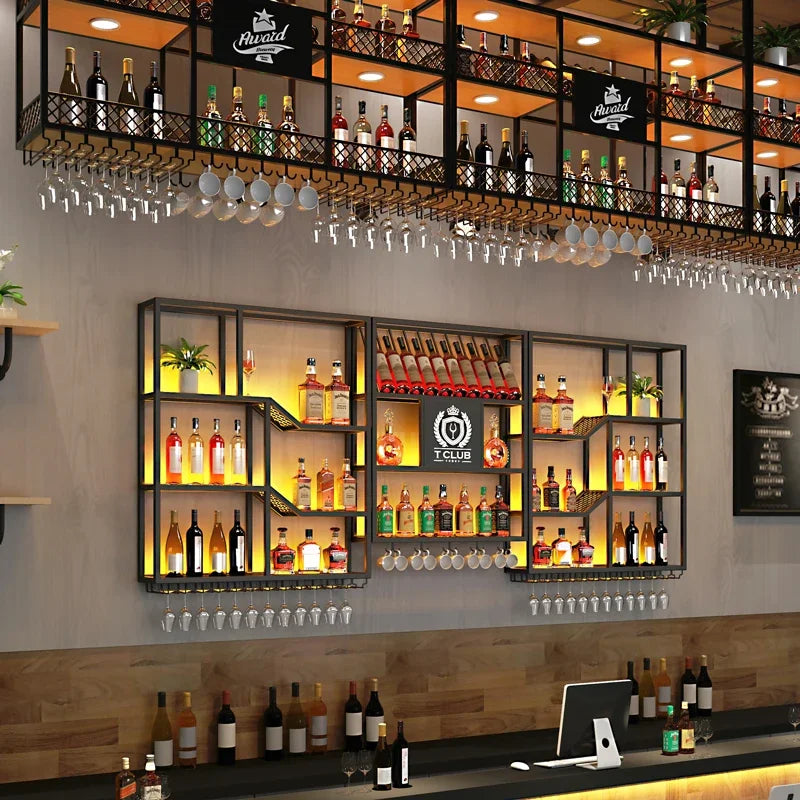 Metalic Wall Mounted Wine Cabinet Restaurant Patio Metalic