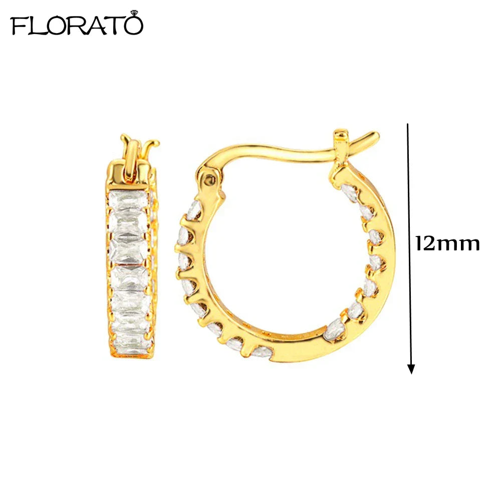 Minimalist 925 Silver Needle 15mm Crystal Hoop Earring