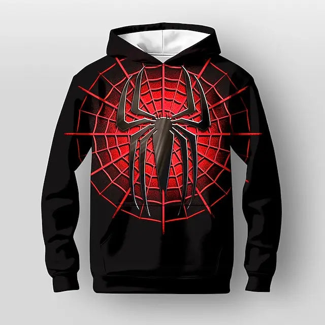Boys Spider Hoodie Pullover Long Sleeve 3D Print