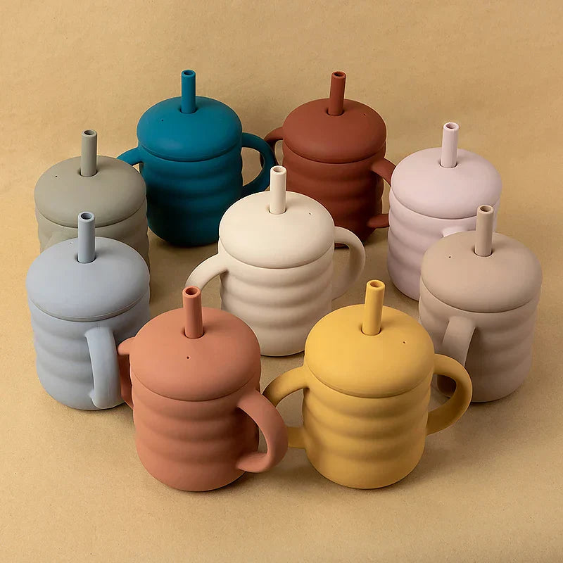 Baby Silicone Cup Portable Drinking Straw Cup Children