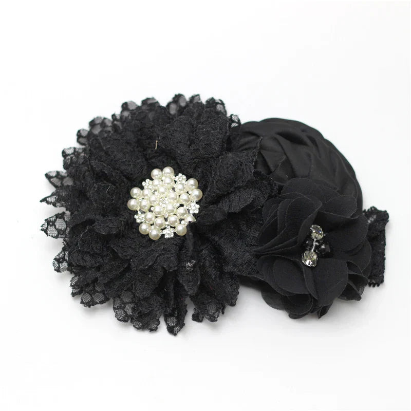 Baby girls Flower Headband Newborn Infant Pearl Flowers