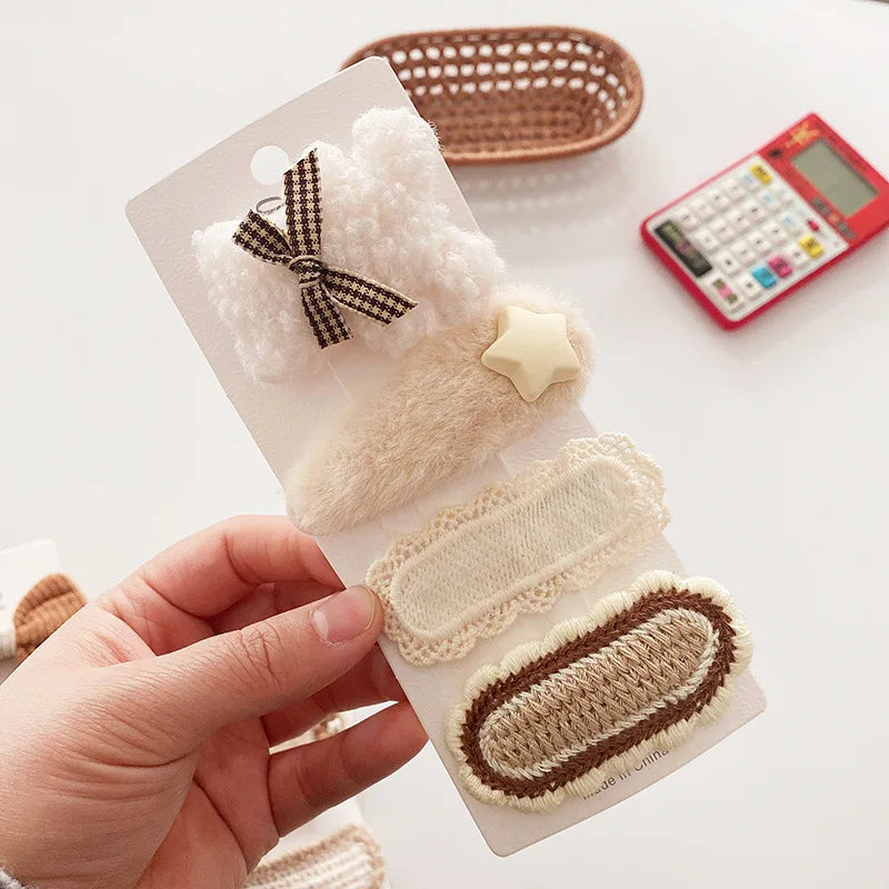 4PCS Baby Girl Hair Clips Autumn Winter Kids