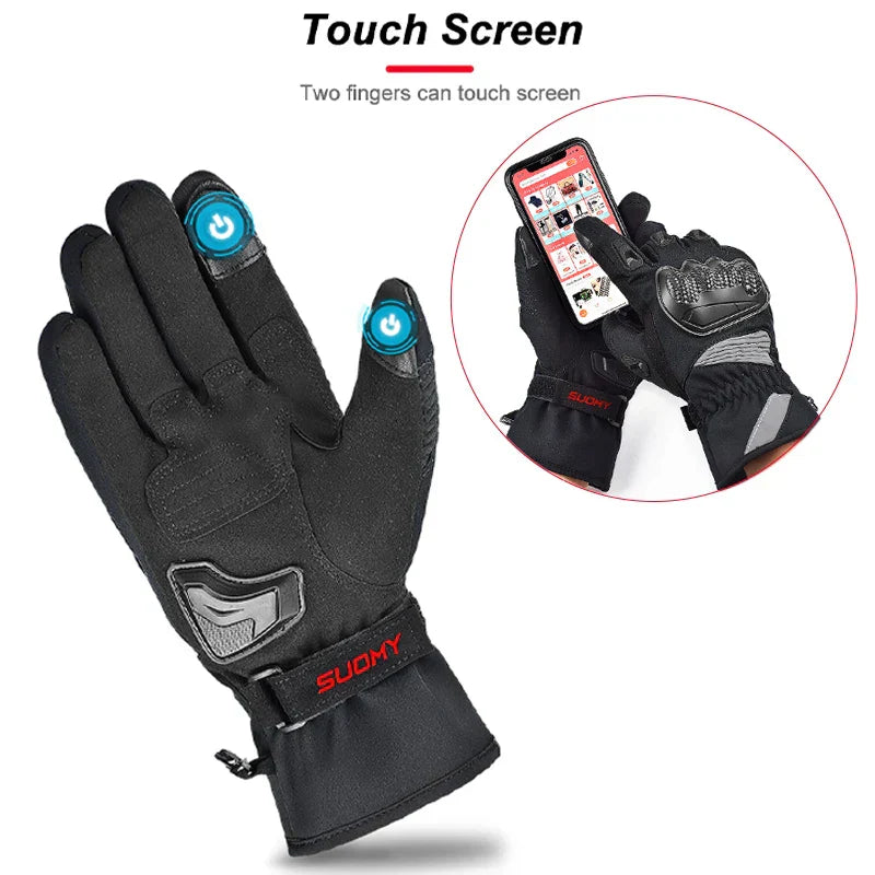 Suomy Motorcycle Gloves Winter Men Waterproof Moto Gloves Snowmobile Gloves Touch Screen Motorbike Riding Protective Gear