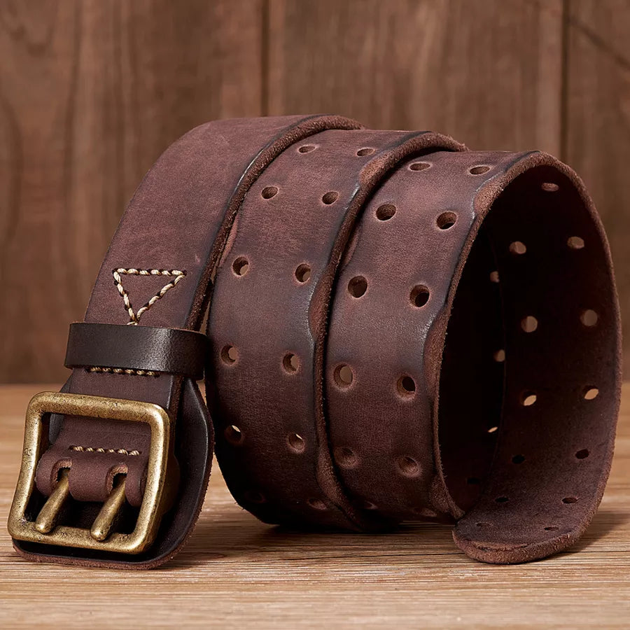 Thick Original Leather Belt Vintage Men Wide Belt