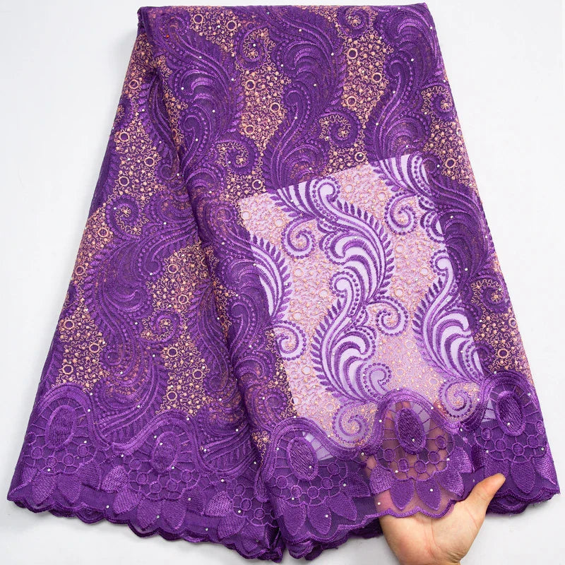 SJD LACE African Lace Fabric with Crystal 2024