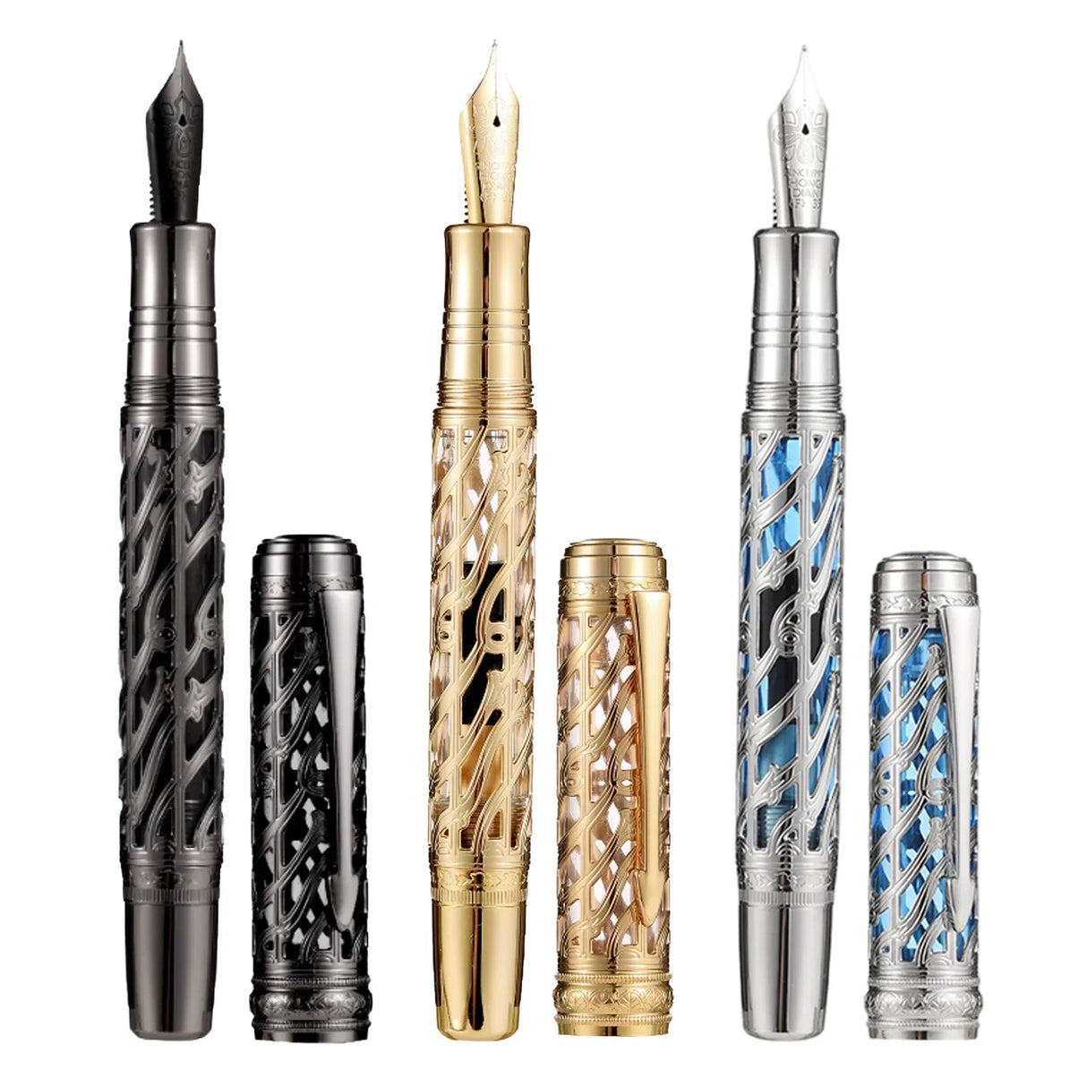 New Hongdian A6 Hollow Piston Metal Fountain Pen