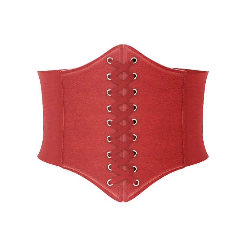 Punk Wide Waist Belt PU Leather Corset for