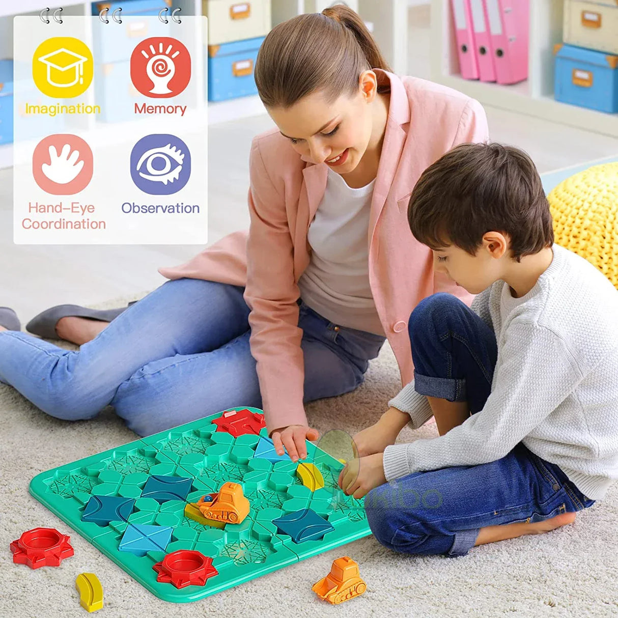 Logic Board Game Kids Marble Run Blocks Puzzle