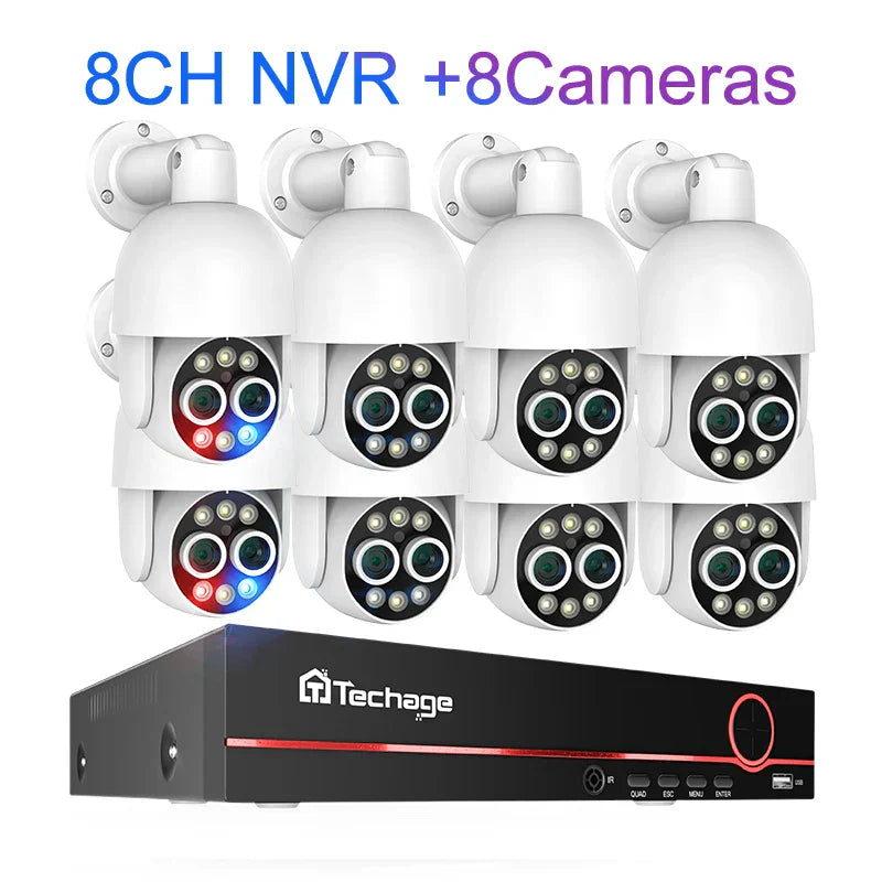 Techage 8CH PTZ 8MP Dual Lens PoE Security