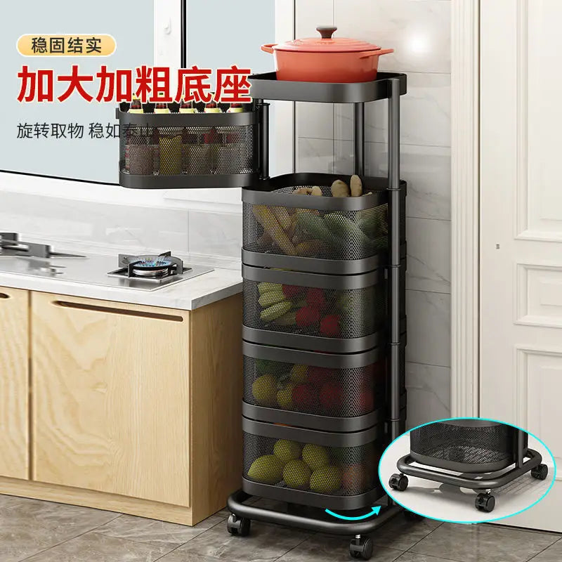 Kitchen 5 Tier Rolling Utility Cart Fruit Storage