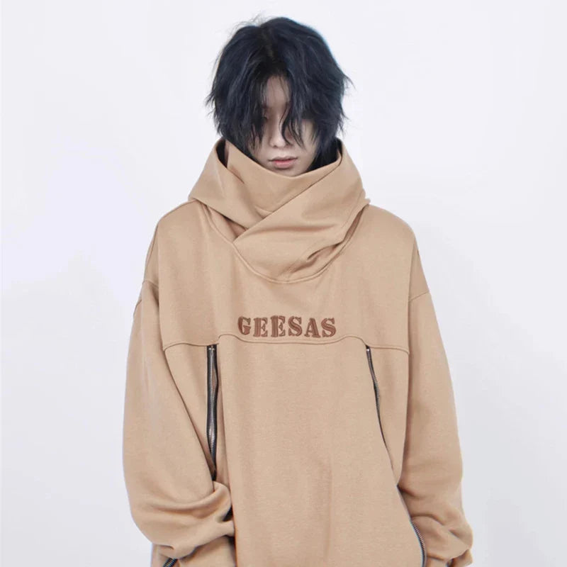 Japanese Streetwear Letter Embroidered Ninja Hoodies For Men