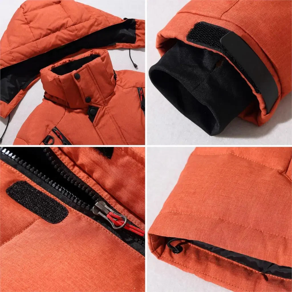 Men's White Duck Down Jacket Warm Hooded Thick
