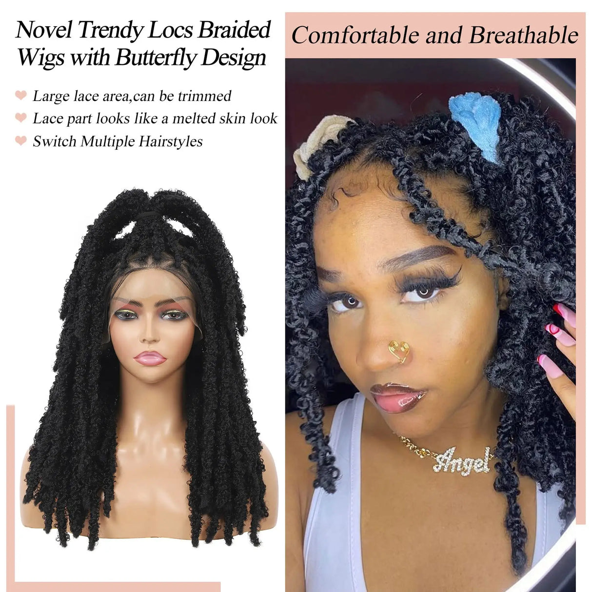 Kalyss 20" Triangle Knotless Butterfly Locs Braided Wigs