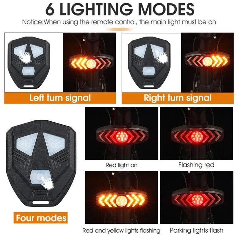 Bike Rear Lamp Smart Cycle Wireless Remote Turn