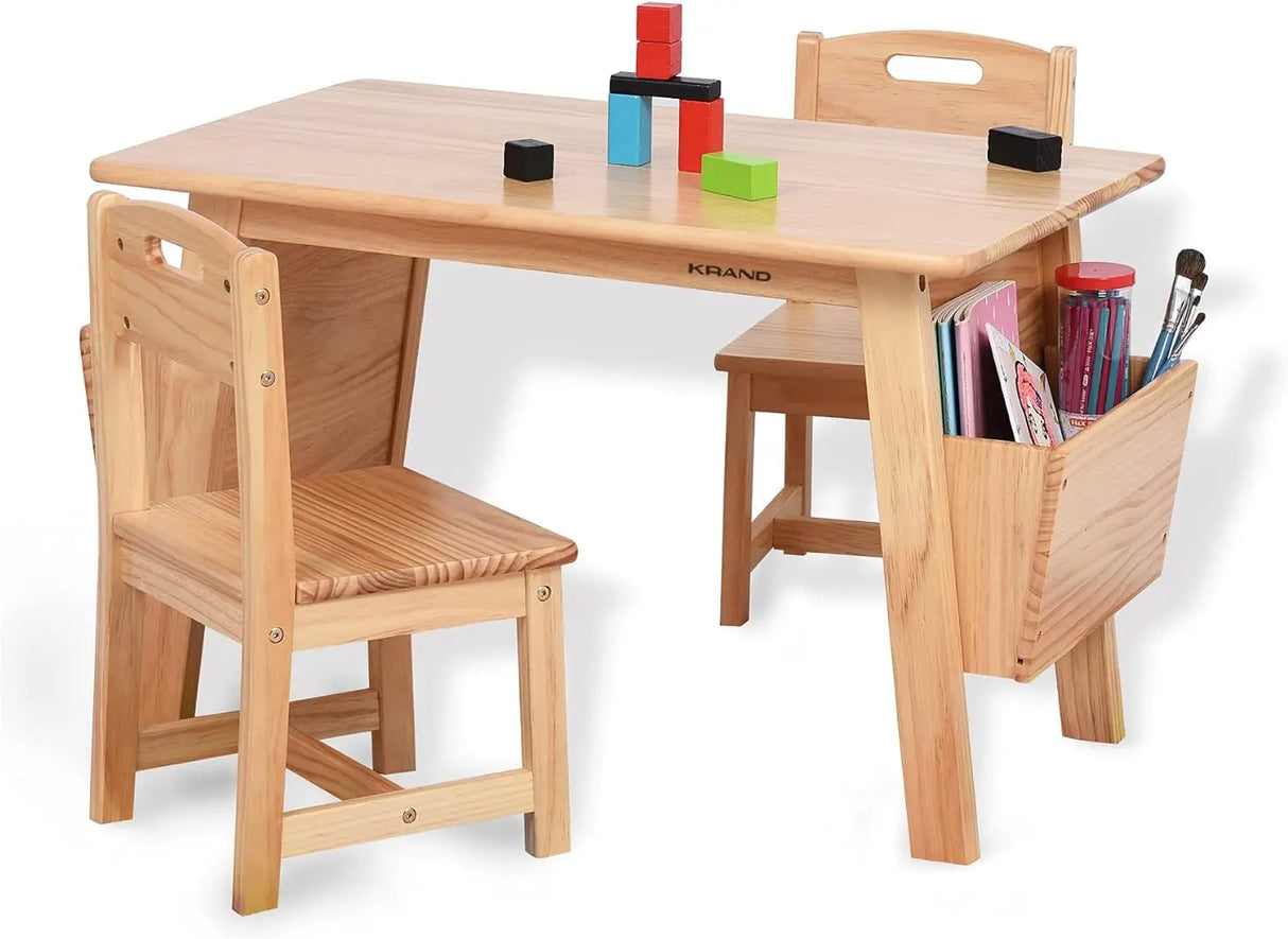 KRAND Kids Solid Wood Table and 2 Chair