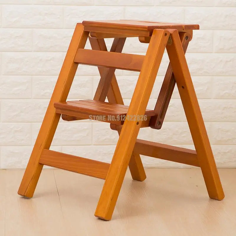Solid Wood Household Multifunctional Folding Ladder Chair Indoor