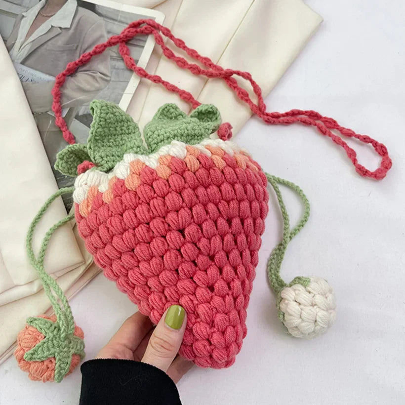 DIY Personalized Strawberry Crochet Sling Purses 2023 Novelty