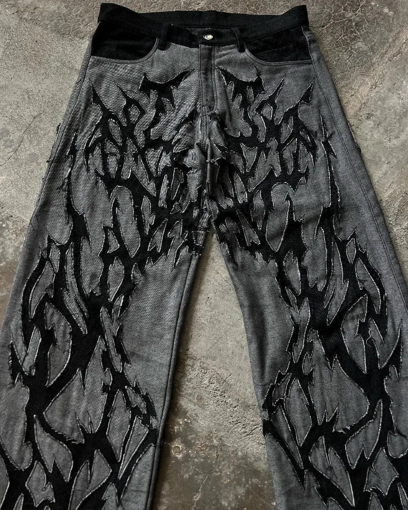 European and American Fashionable High-waisted Trousers Raw Edge