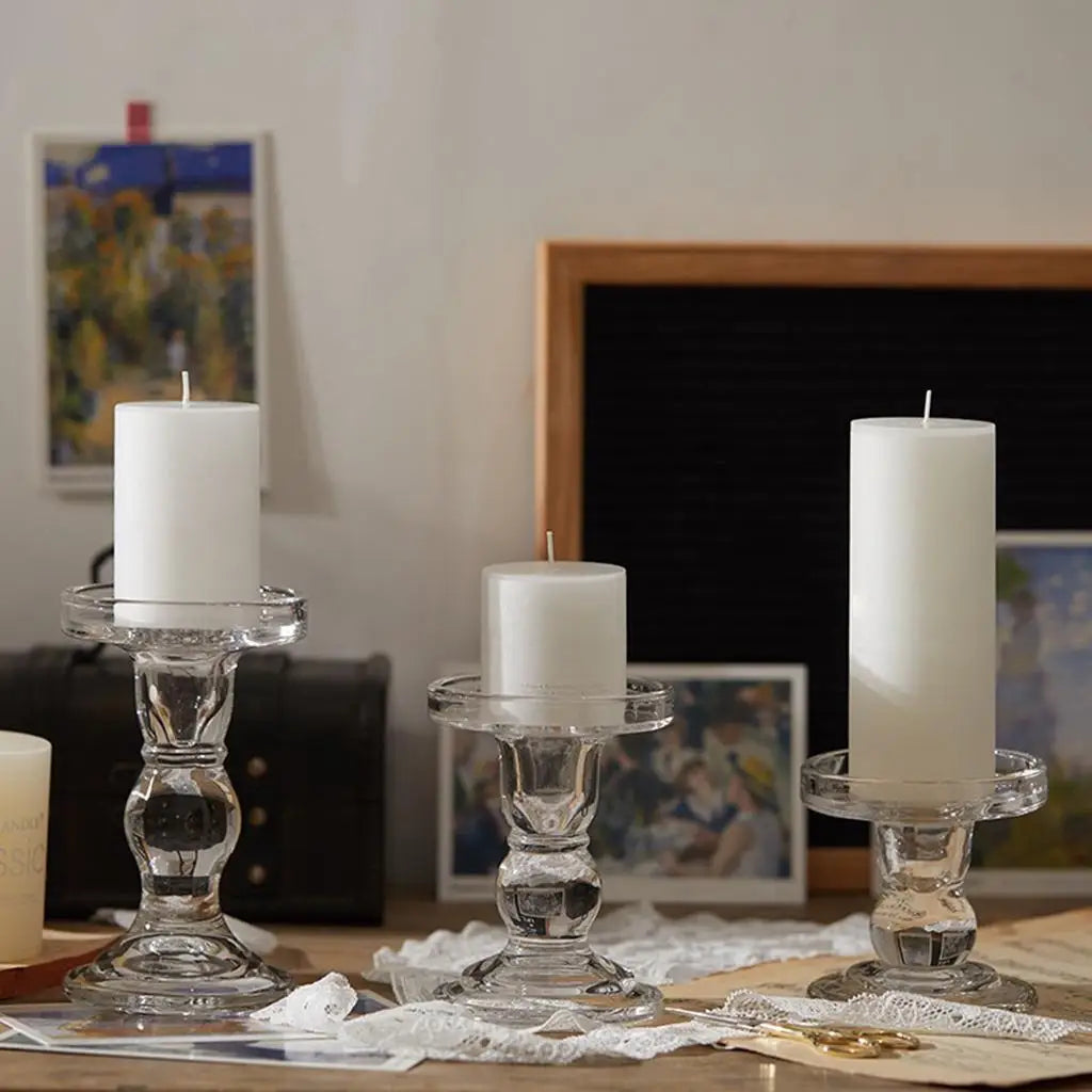 Transparent Glass Candle Holders Candlesticks for Home Office