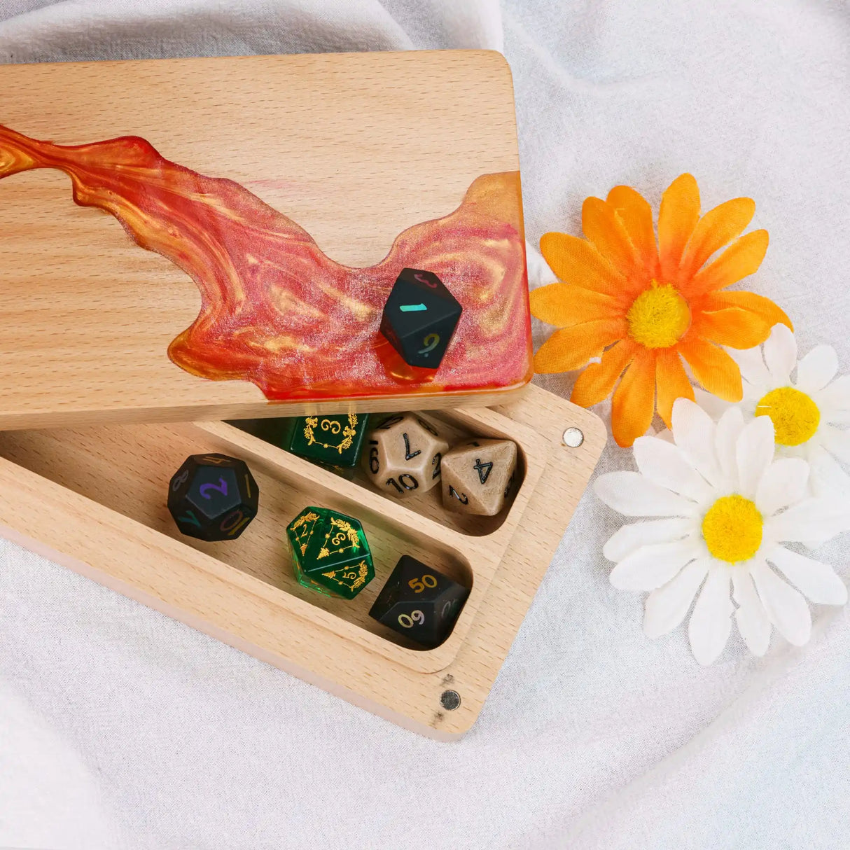 Wooden Dice Storage Box, Rectangle Dice Case, High