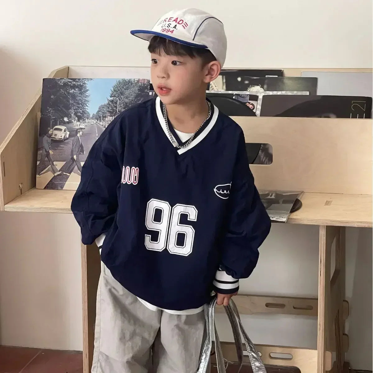 kids fashion letter print casual sweatshirt springtime autumn