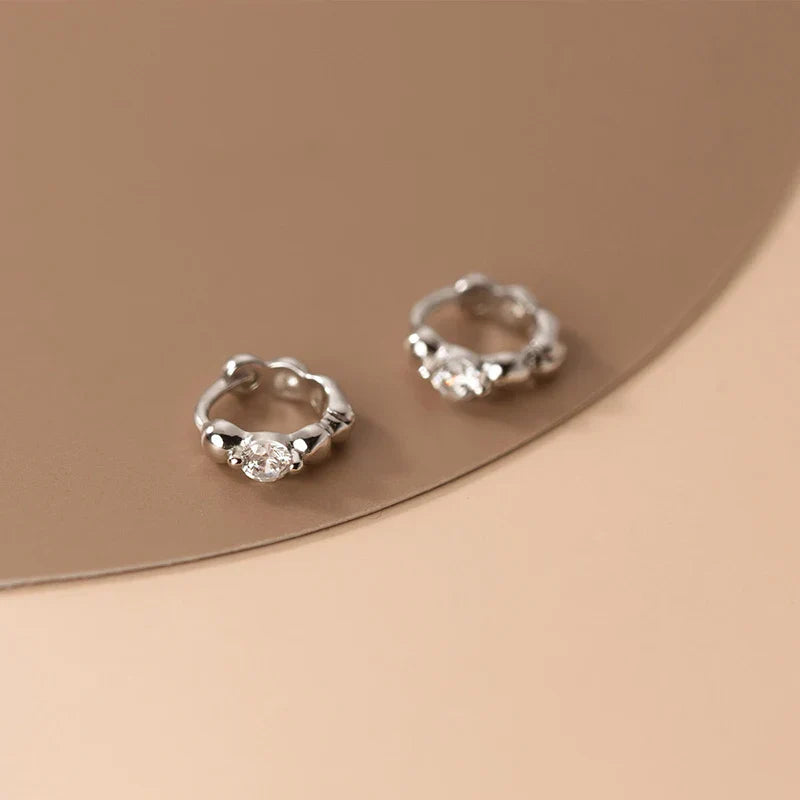 WANTME 925 Sterling Silver Punk Irregular Texture Shiny