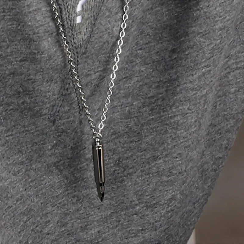 Bullet Necklace for Men Hiphop Silver Gold Black