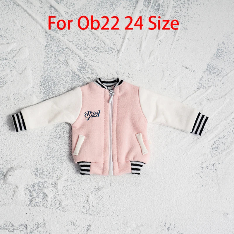 Ob22 24 Doll Baseball Jacket Clothes Ob11 Doll Sport Coat With Zipper For Ob11, Ymy、Licca、Azones、Ob24、Ob27 Doll Accessories