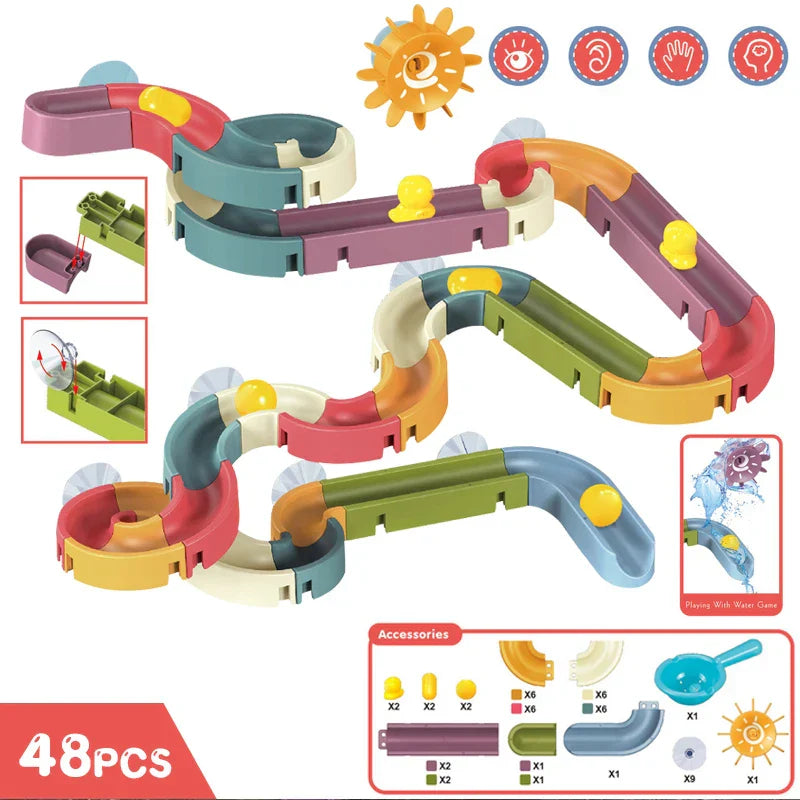 Bath Toys Baby Marble Runs DIY Assembled Slide