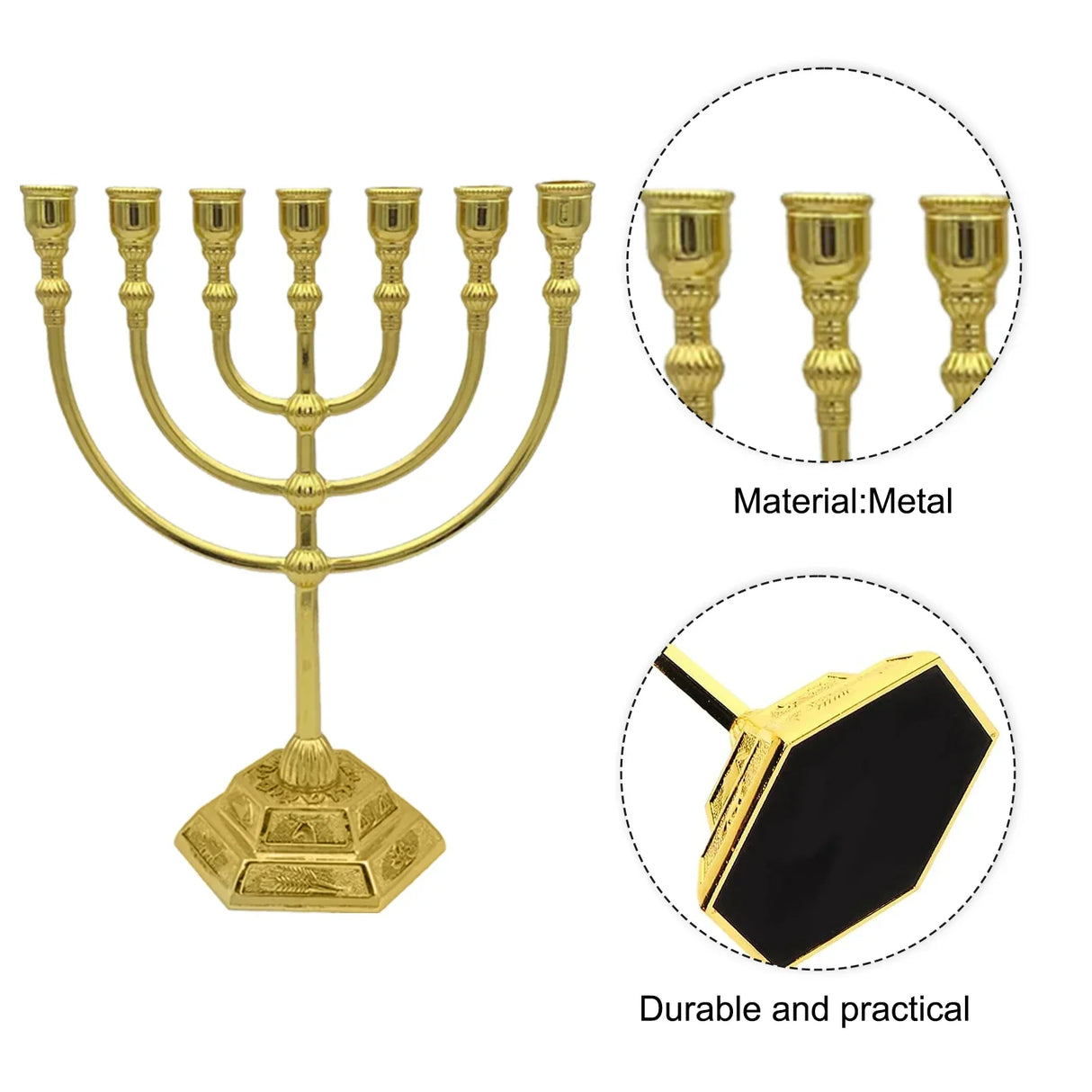 7 Branch Menorah Candle Holder Jerusalem Temple 12
