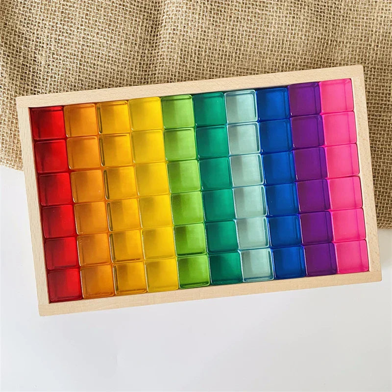 Acrylic Cubes Rainbow Gem Blocks Transparent Stacking Toys