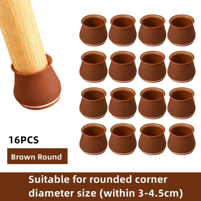 8/16pcs Silicone Table Chair Leg Caps With Felt