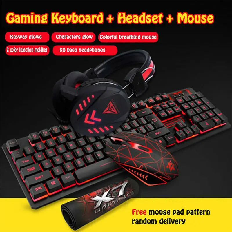 4Pcs/Set K59 Mechanical Wired USB Keyboard Illuminated Gaming