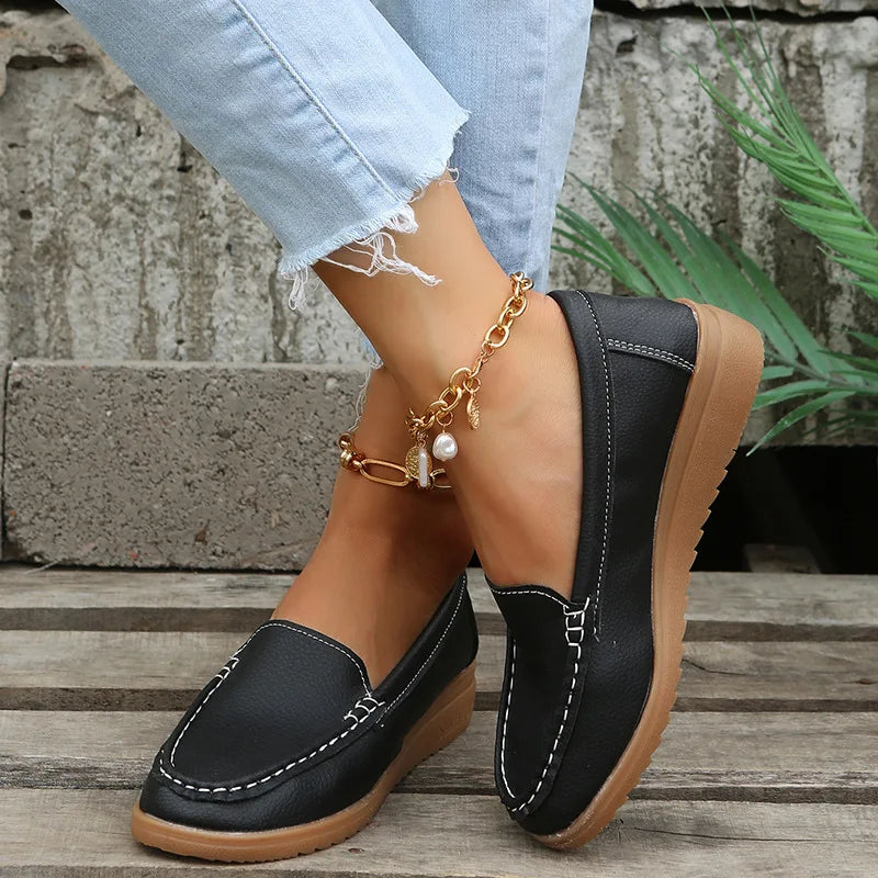 Casual Women's Shoes Women Design White Red Loafers